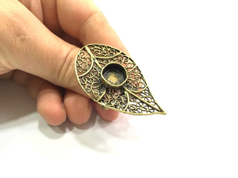 Adjustable Ring Blank, (10mm blank ) Antique Bronze Plated Brass G5633