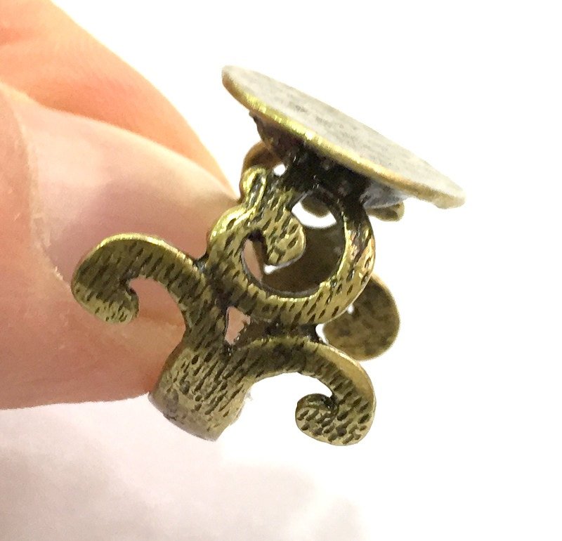 Adjustable Ring Blank, (15mm blank ) Antique Bronze Plated Brass G5635