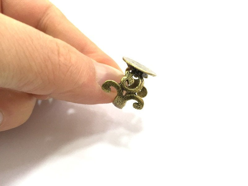 Adjustable Ring Blank, (15mm blank ) Antique Bronze Plated Brass G5635