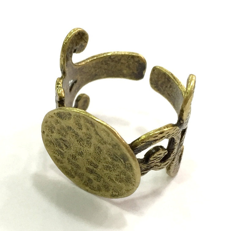 Adjustable Ring Blank, (15mm blank ) Antique Bronze Plated Brass G5635