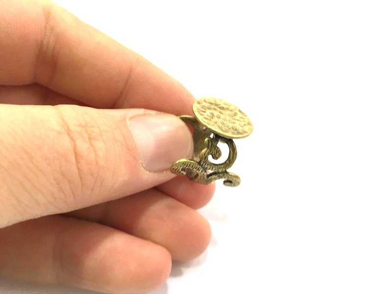 Adjustable Ring Blank, (15mm blank ) Antique Bronze Plated Brass G5635