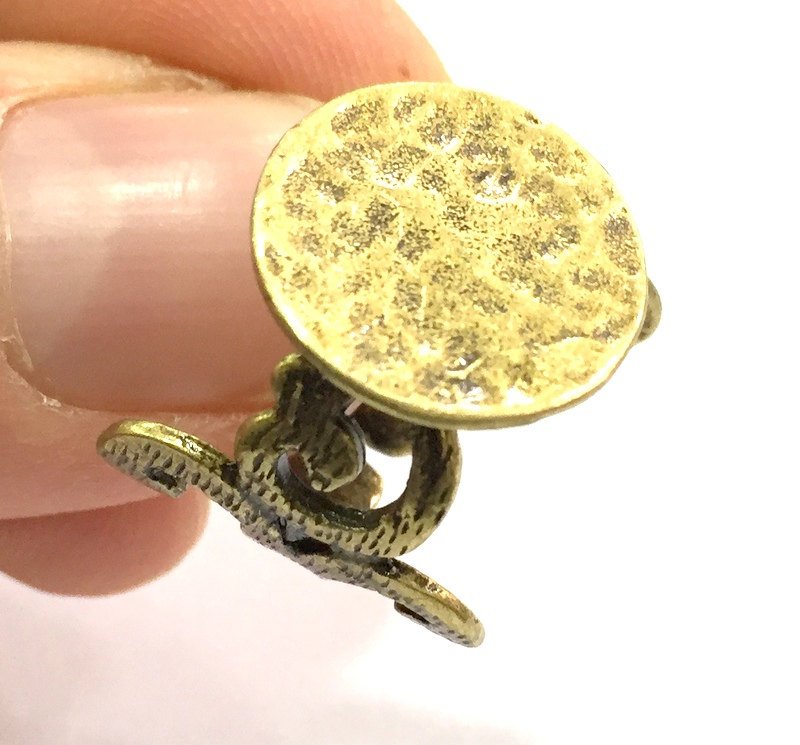 Adjustable Ring Blank, (15mm blank ) Antique Bronze Plated Brass G5635