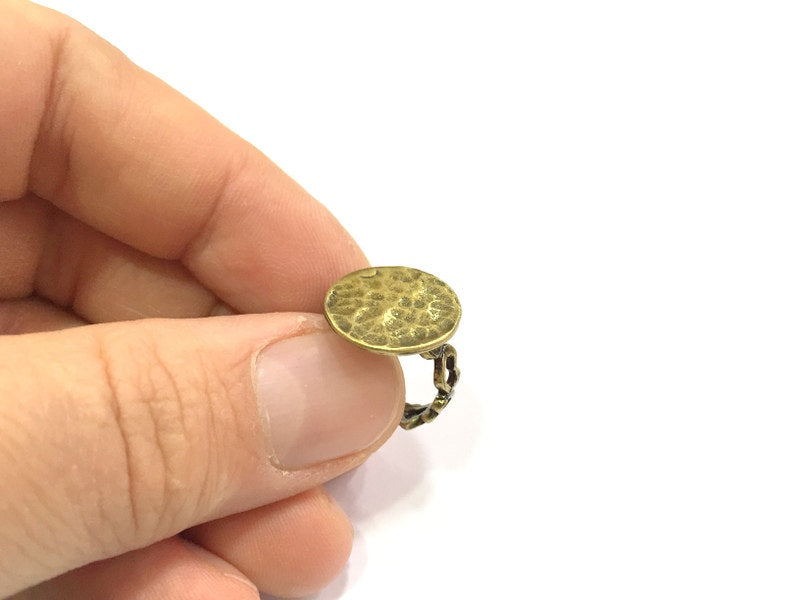 Adjustable Ring Blank, (15mm blank ) Antique Bronze Plated Brass G5637