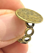 Adjustable Ring Blank, (15mm blank ) Antique Bronze Plated Brass G5643