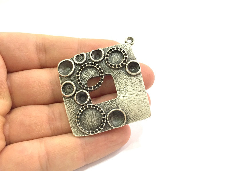 Antique Silver Pendants (60x55mm) Antique Silver Plated Metal  G5647