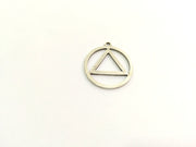 2 Geometric Circle and Triangle Charms Antique Silver Pendants (38mm)   G14442
