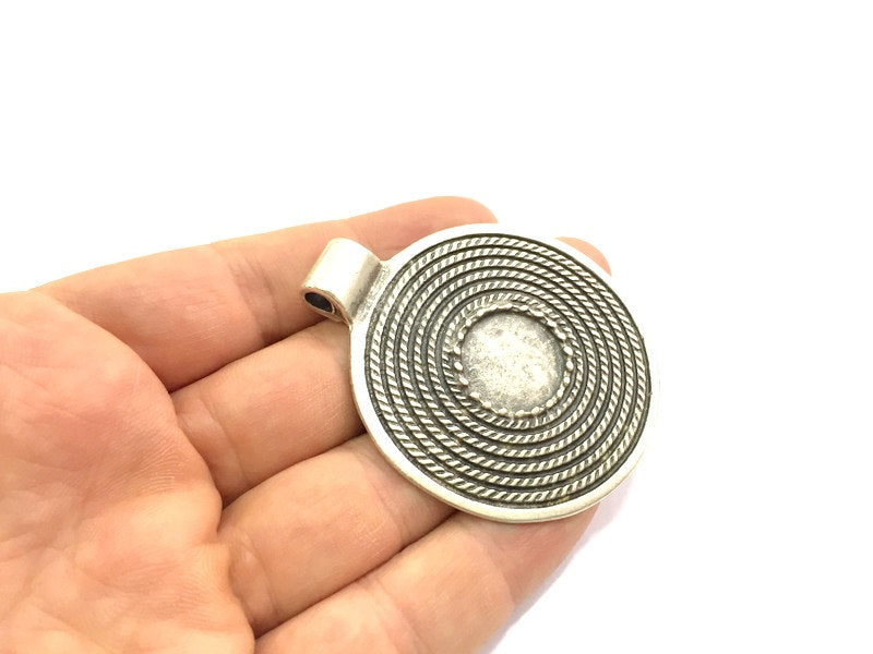 Antique Silver Plated Blank 62x52mm, Mountings  (18mm Blank)  G5660