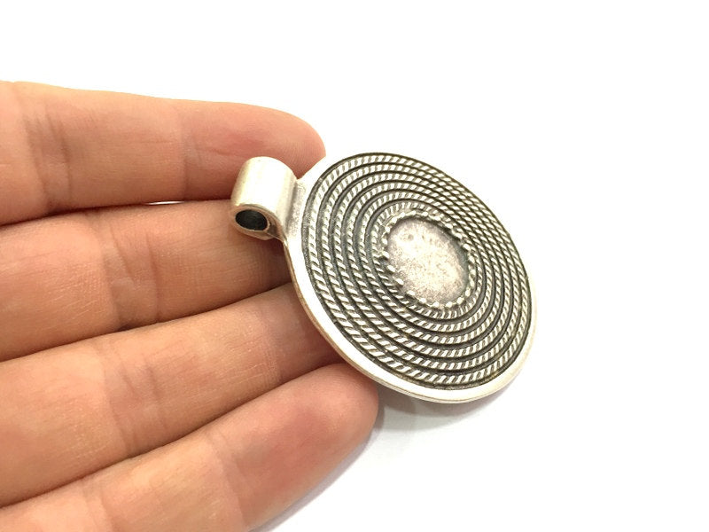 Antique Silver Plated Blank 62x52mm, Mountings  (18mm Blank)  G5660