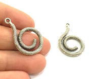 2 Pcs Antique Silver Pendants (35x22mm) Antique Silver Plated Metal  G9564