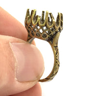 Adjustable Ring Blank, (12mm blank ) Antique Bronze Plated Brass G5668