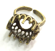 Adjustable Ring Blank, (12mm blank ) Antique Bronze Plated Brass G5668
