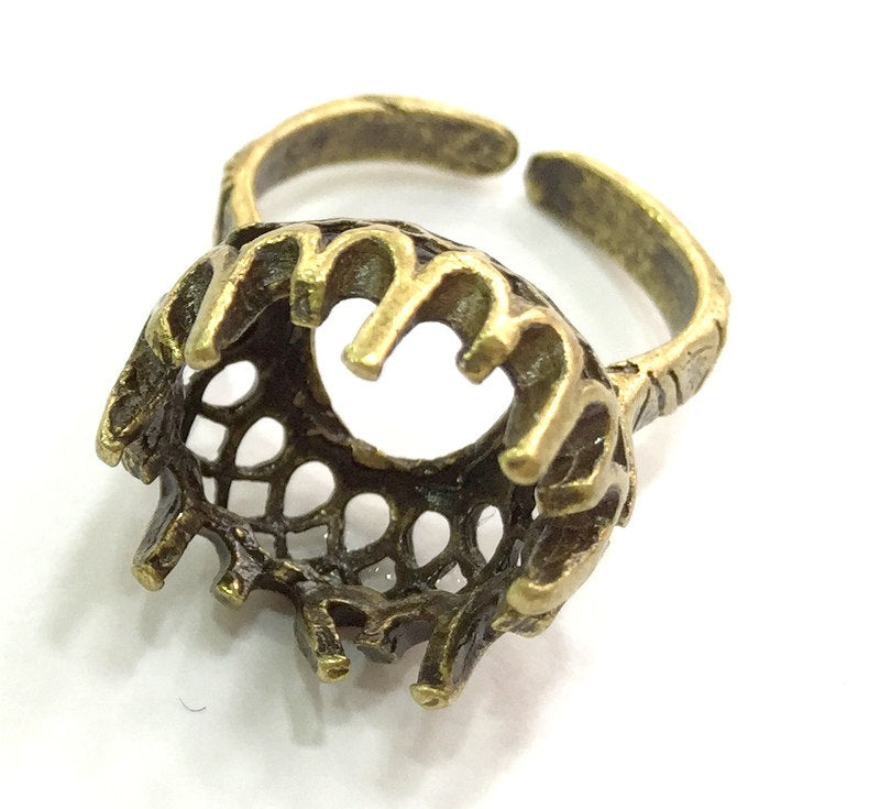 Adjustable Ring Blank, (12mm blank ) Antique Bronze Plated Brass G5668