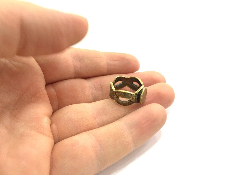 Ring Blank Base Bezel Setting Adjustable  Blank,, (10mm blank ) Antique Bronze Plated Brass G5669