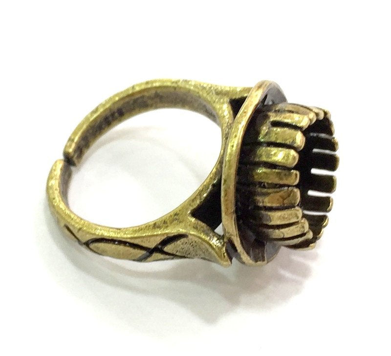 Adjustable Ring Blank, (10mm blank ) Antique Bronze Plated Brass G5672