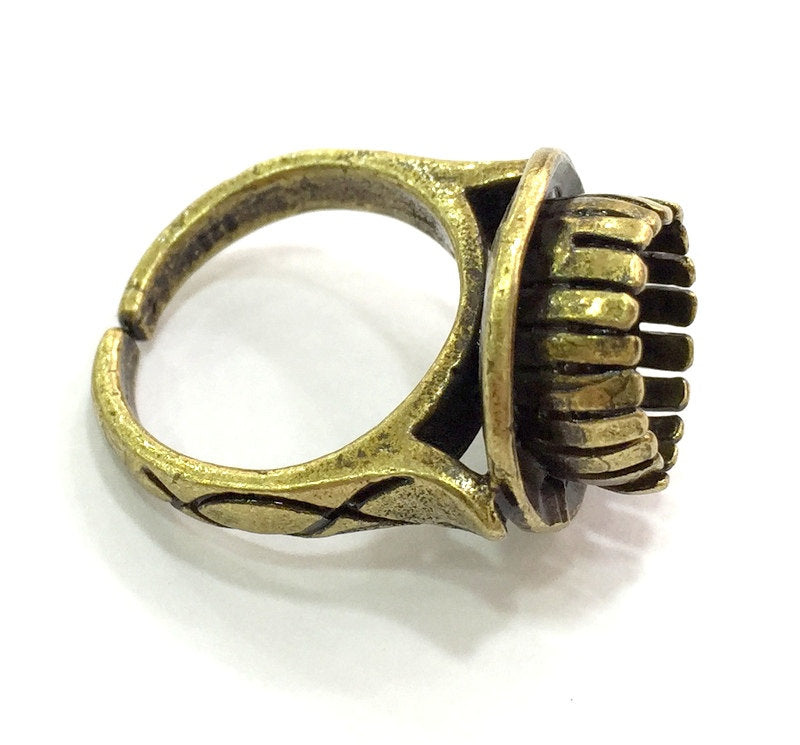 Adjustable Ring Blank, (10mm blank ) Antique Bronze Plated Brass G5672