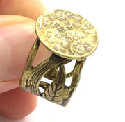 Adjustable Ring Blank, (15mm blank ) Antique Bronze Plated Brass G5673