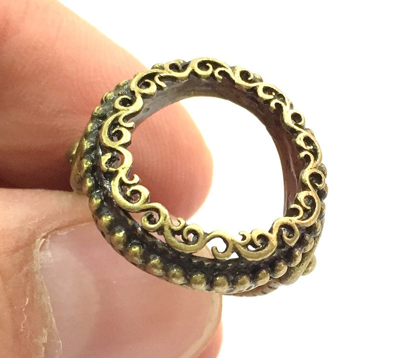 Ring Blank Base Setting , (18mm blank ) Adjustable  Antique Bronze Plated Brass G5674