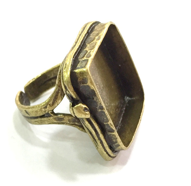 Adjustable Ring Blank, (20x20mm blank ) Antique Bronze Plated Brass G5537