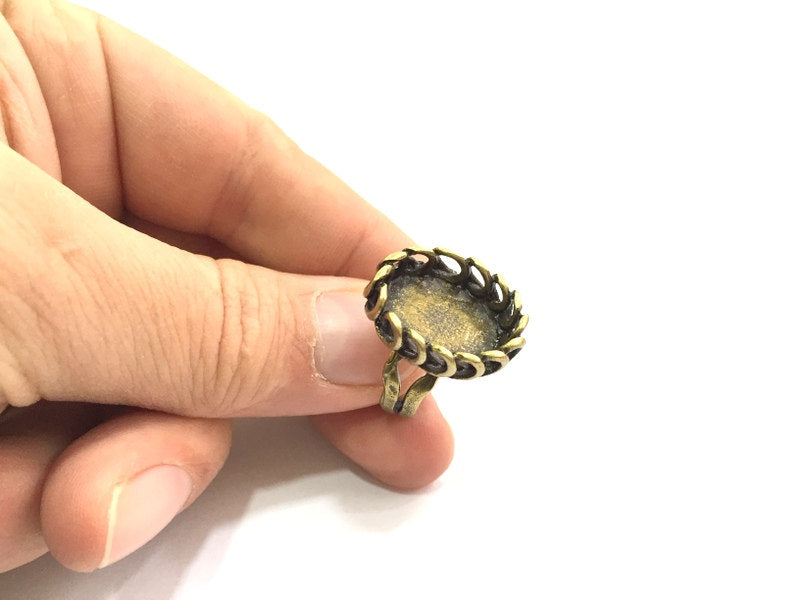 Adjustable Ring Blank, (18x13mm blank ) Antique Bronze Plated Brass G5678