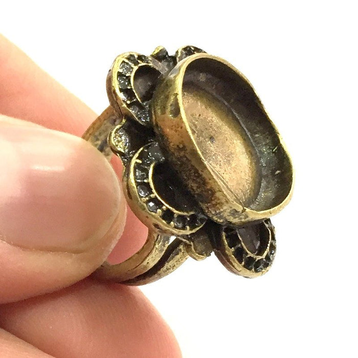 Adjustable Ring Blank, (16mm blank ) Antique Bronze Plated Brass G5681