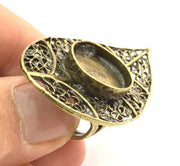 Adjustable Ring Blank, (16mm blank ) Antique Bronze Plated Brass G5686