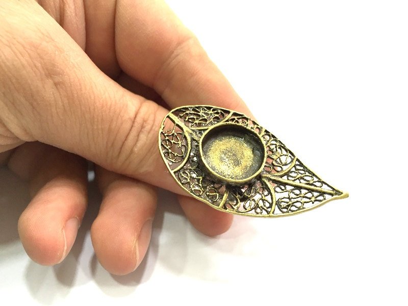 Adjustable Ring Blank, (16mm blank ) Antique Bronze Plated Brass G5686