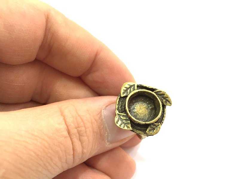 Adjustable Ring Blank, (10mm blank ) Antique Bronze Plated Brass G5690