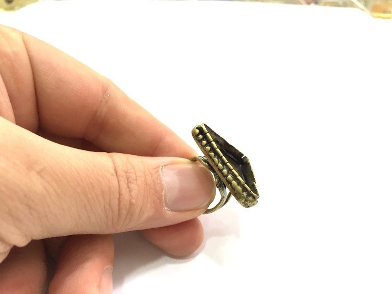 Adjustable Ring Blank, (25x25x25mm triangle blank ) Antique Bronze Plated Brass G5692