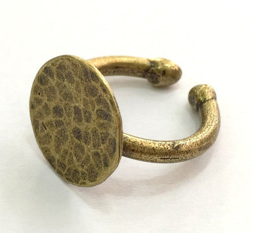 Adjustable Ring Blank, (15mm blank ) Antique Bronze Plated Brass G9595