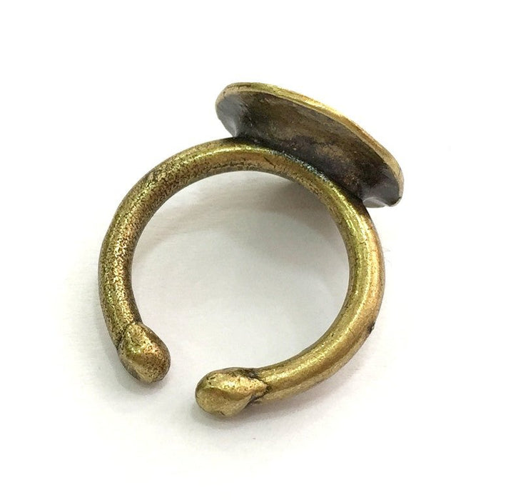 Adjustable Ring Blank, (15mm blank ) Antique Bronze Plated Brass G9595