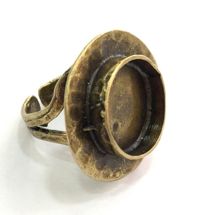 Adjustable Ring Blank, (16mm blank ) Antique Bronze Plated Brass G5700