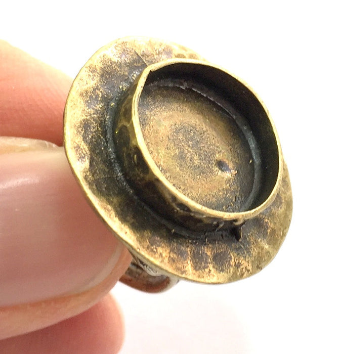 10 Antique Brass Adjustable Ring Blanks - 10mm Flat Round Pad For Jewelry Making