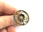 Ring Blank Base Bezel Setting , Adjustable Antique Bronze Plated Brass (10mm blank )  G5702