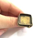 Ring Blank Base Bezel Setting , Adjustable Antique Bronze Plated Brass (25x25mm square blank ) G5705