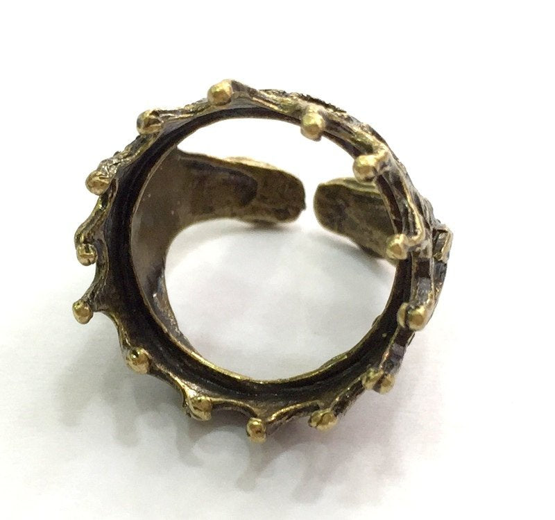 Antique Bronze Ring Bezel Base Settings Blank Cabochon Base Mountings Adjustable Ring Blank (20mm blank ) Antique Bronze Plated Brass G5706