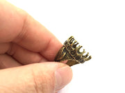 Antique Bronze Ring Bezel Base Settings Blank Cabochon Base Mountings Adjustable Ring Blank (20mm blank ) Antique Bronze Plated Brass G5706