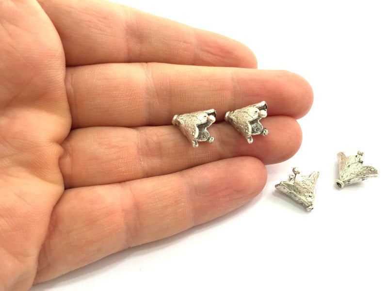 4 Pcs (15x15mm) Antique Silver Plated Brass Cones , Findings G5708