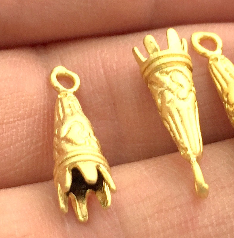 2 Cone Findings  Gold Plated Brass Cone Findings (22x6mm) G5710