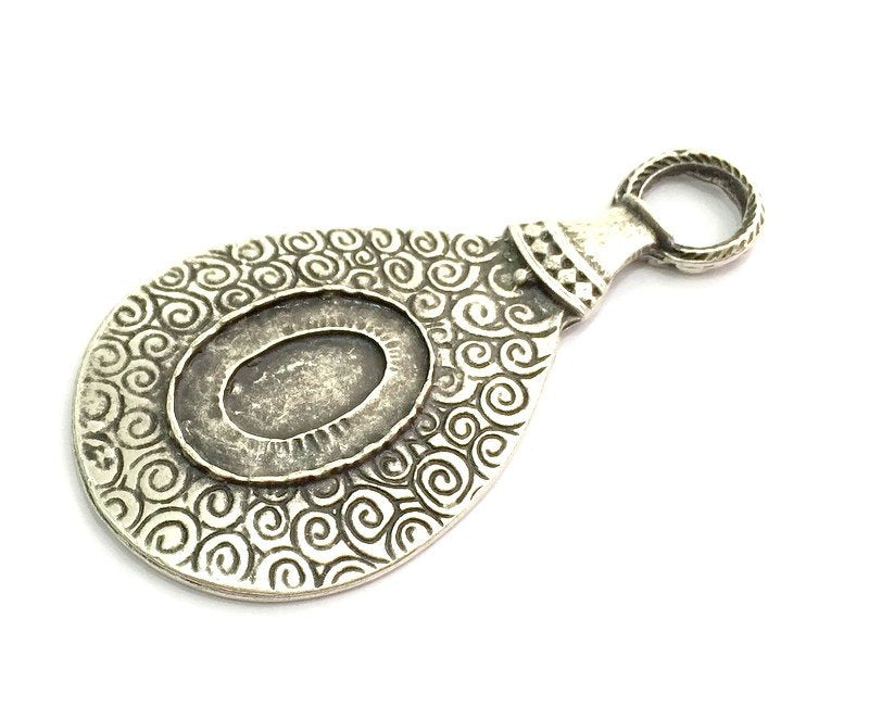 Antique Silver Plated Blank Pendant , Mountings  (25x18mm Blank)  G5726