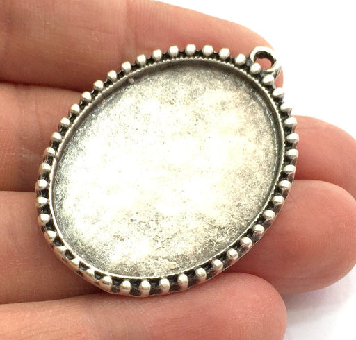 Antique Silver Plated Blank Pendant , Mountings  (40x30mm Blank)  G5727