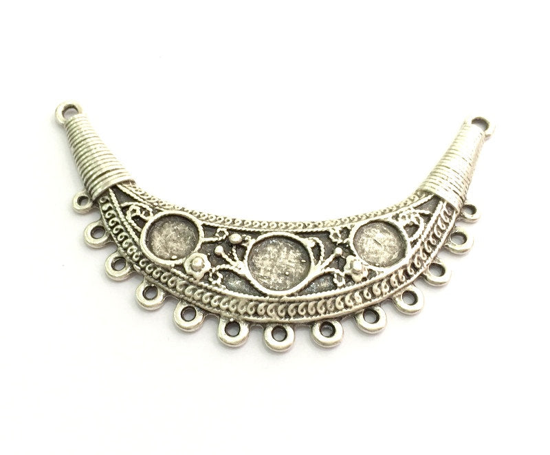 Silver Pendant Tribal Pendant Blank  Necklace Blank  Antique Silver Plated   (10mm and 12mm Blank)  G5728