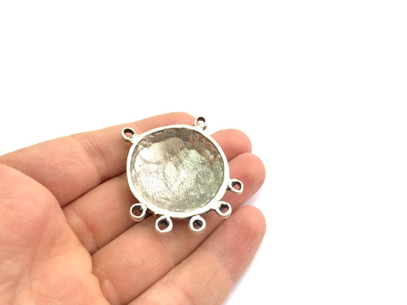 Antique Silver Pendants (44x36mm) Antique Silver Plated Metal  G5729