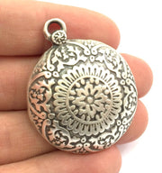 Antique Silver Tribal Pendants (44x36mm) Antique Silver Plated Metal  G9777