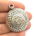 Antique Silver Tribal Pendants (44x36mm) Antique Silver Plated Metal  G9777
