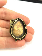 Adjustable Ring Blank, (25x18mm drop blank ) Antique Bronze Plated Brass G5735
