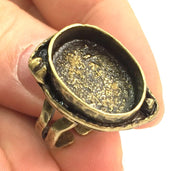 Antique Bronze Ring Blank Bezel Settings Cabochon Base Mountings Adjustable Ring (18x13mm blank ) Antique Bronze Plated Brass G5586