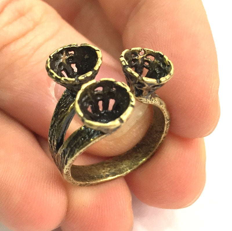 Adjustable Ring Blank, (6mm blank ) Antique Bronze Plated Brass G5737