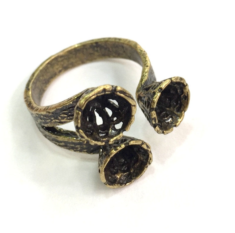 Adjustable Ring Blank, (6mm blank ) Antique Bronze Plated Brass G5737