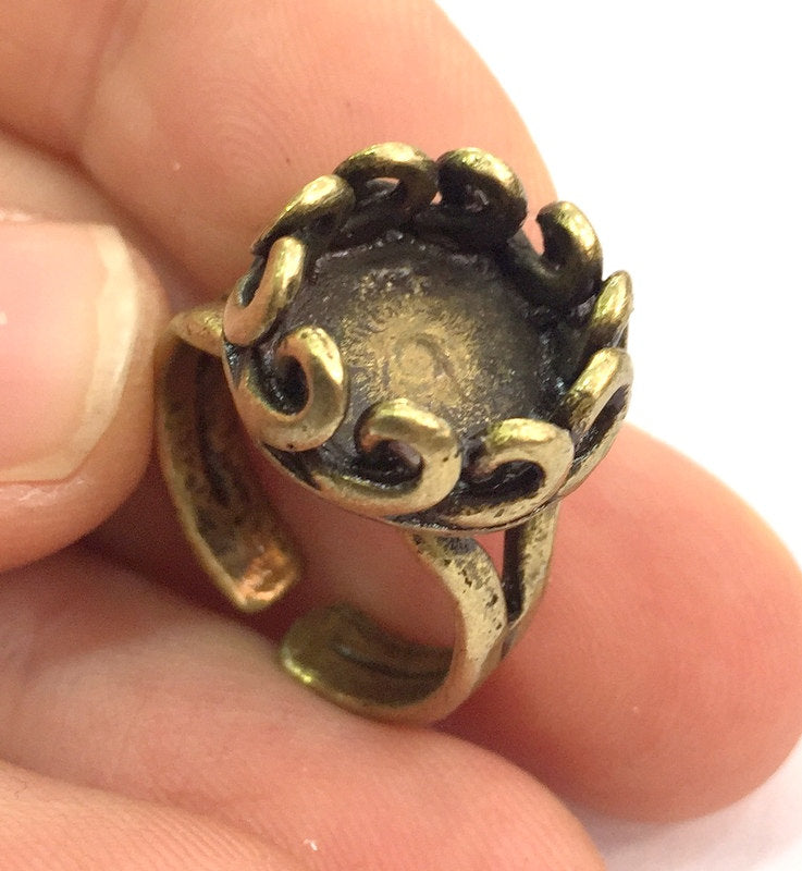 Adjustable Ring Blank, (10mm blank ) Antique Bronze Plated Brass G5739