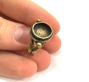 Adjustable Ring Blank, (10mm blank ) Antique Bronze Plated Brass G6505